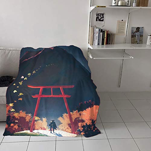 ARYAGO Ghost of Tsushima Manta de franela de forro polar de microfibra, 100 x 130 cm, santuarios Samurai Ninja Jin Sakai manta cálida para sofá ARYAGO Ghost of Tsushima Manta de franela de forro polar de microfibra, 100 x 130 cm, santuarios Samurai Ninja Jin Sakai manta cálida para sofá