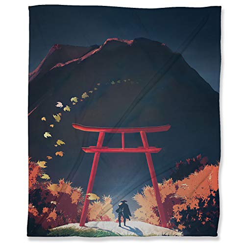 ARYAGO Ghost of Tsushima Manta de franela de forro polar de microfibra, 100 x 130 cm, santuarios Samurai Ninja Jin Sakai manta cálida para sofá ARYAGO Ghost of Tsushima Manta de franela de forro polar de microfibra, 100 x 130 cm, santuarios Samurai Ninja Jin Sakai manta cálida para sofá