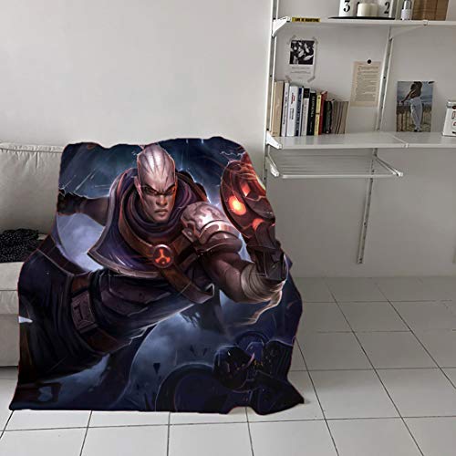 ARYAGO Manta decorativa ultra afelpada 130 x 153 cm, League Legends mullida y acogedora manta para sofá, arma de alquiler Lucian