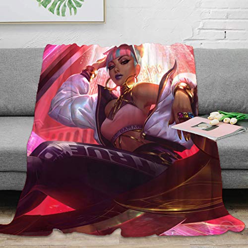 ARYAGO Manta ultra suave de 130 x 153 cm, manta cálida de League Legends para dormitorio, sofá cama, sofá de viaje, verdadero daño Qiyana