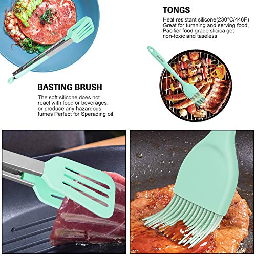 Aschef Juego de espátulas de Silicona Resistente al Calor Espátulas de Cocina Espátula Antiadherente para Panqueques con Brocha de Aceite, Clip, Apto para Huevos Fritos, Bistec, Tortitas y Repostería Aschef Juego de espátulas de Silicona Resistente al Calor Espátulas de Cocina Espátula Antiadherente para Panqueques con Brocha de Aceite, Clip, Apto para Huevos Fritos, Bistec, Tortitas y Repostería