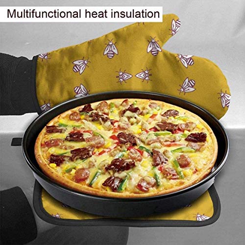 Asekngvo Buzzing Campers - Juego de Manoplas pequeñas para Horno y Porta ollas de Menta, Almohadilla Caliente para Guantes de Cocina Resistente