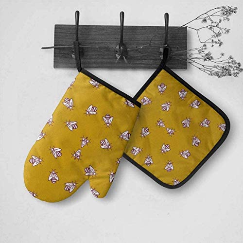 Asekngvo Buzzing Campers - Juego de Manoplas pequeñas para Horno y Porta ollas de Menta, Almohadilla Caliente para Guantes de Cocina Resistente Asekngvo Buzzing Campers - Juego de Manoplas pequeñas para Horno y Porta ollas de Menta, Almohadilla Caliente para Guantes de Cocina Resistente