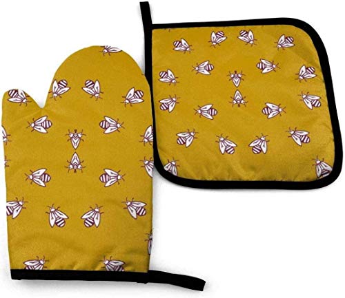 Asekngvo Buzzing Campers - Juego de Manoplas pequeñas para Horno y Porta ollas de Menta, Almohadilla Caliente para Guantes de Cocina Resistente Asekngvo Buzzing Campers - Juego de Manoplas pequeñas para Horno y Porta ollas de Menta, Almohadilla Caliente para Guantes de Cocina Resistente