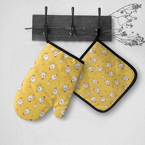 Asekngvo Cartoon Cocks Campers - Juego de Manoplas pequeñas para Horno y Porta ollas de Menta, Guantes de Cocina Resistentes al Calor, almohadil Asekngvo Cartoon Cocks Campers - Juego de Manoplas pequeñas para Horno y Porta ollas de Menta, Guantes de Cocina Resistentes al Calor, almohadil
