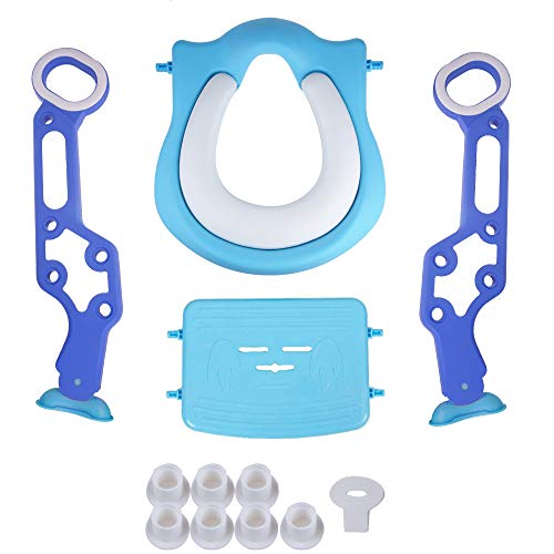Aseo Escalera Asiento Escalera del Tocador de Niños Asiento para WC, 2 Escalones y Agarraderas Grandes, Antideslizante, Plegable, Altura Ajustable para 1-7 niños, Azul + Púrpura Aseo Escalera Asiento Escalera del Tocador de Niños Asiento para WC, 2 Escalones y Agarraderas Grandes, Antideslizante, Plegable, Altura Ajustable para 1-7 niños, Azul + Púrpura
