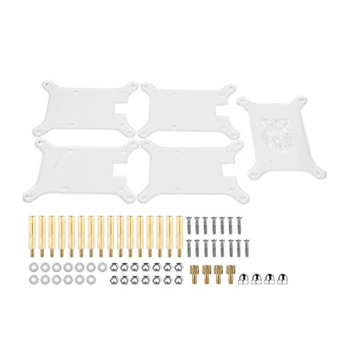 ASHATA para Raspberry Pi Case, 4 Capas de acrílico Transparente Stack Stack Stack para Raspberry Pi 3/2 B y B +, Raspberry Pi 3/2 B y B + acrílico Shell 4 Capas de acrílico Case