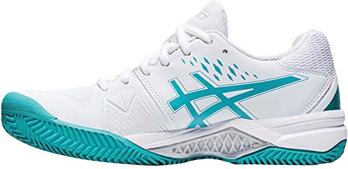 ASICS Gel-Challenger 12 Clay, Zapatillas de Tenis Mujer, White Techno Cyan, 39 EU