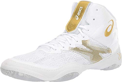 ASICS JB Elite IV - Zapatillas de lucha libre para hombre, Blanco (Blanco brillante/oro rico.), 37 EU