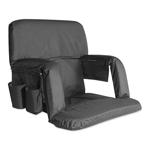 Asiento para Estadio, con Mochila KHOMO GEAR Banco Silla Deportiva Negra Muy Cómoda con Cojín Reclinable y Reposabrazos - Negro