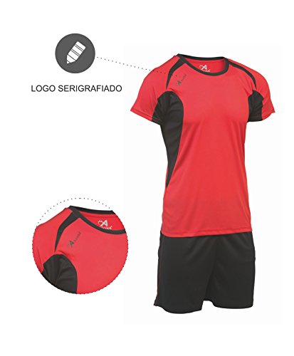 Asioka 69/12N Conjunto de Mangas Cortas, Unisex niños, Rojo/Negro, 12-14 Asioka 69/12N Conjunto de Mangas Cortas, Unisex niños, Rojo/Negro, 12-14