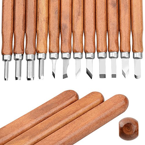 ASIV 12 Piezas Cinceles para Madera hechos de acero carbón de SK2 - Escultura de cinceles, cuchillo de trinchar hecho a mano para DIY mango de madera de herramientas Wax Carving ASIV 12 Piezas Cinceles para Madera hechos de acero carbón de SK2 - Escultura de cinceles, cuchillo de trinchar hecho a mano para DIY mango de madera de herramientas Wax Carving