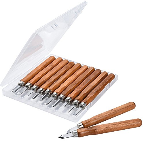 ASIV 12 Piezas Cinceles para Madera hechos de acero carbón de SK2 - Escultura de cinceles, cuchillo de trinchar hecho a mano para DIY mango de madera de herramientas Wax Carving ASIV 12 Piezas Cinceles para Madera hechos de acero carbón de SK2 - Escultura de cinceles, cuchillo de trinchar hecho a mano para DIY mango de madera de herramientas Wax Carving