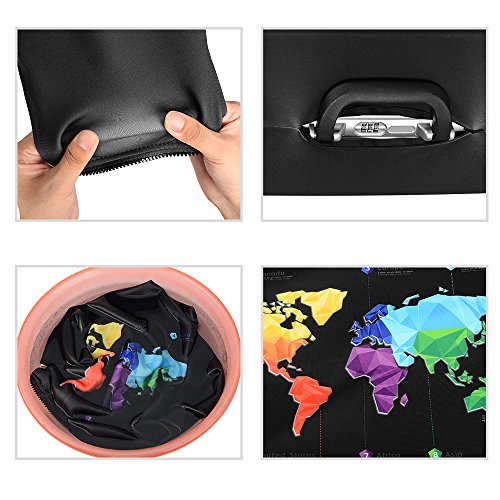 ASIV Cubierta de protector equipaje con cremallera, Funda maleta suave elástico de anti-polvo (Mapa de viajes) ASIV Cubierta de protector equipaje con cremallera, Funda maleta suave elástico de anti-polvo (Mapa de viajes)