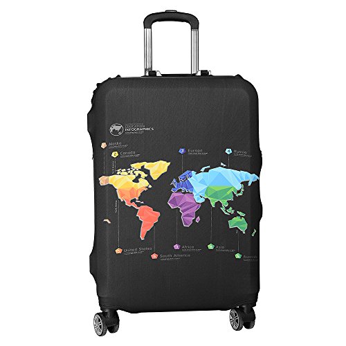 ASIV Cubierta de protector equipaje con cremallera, Funda maleta suave elástico de anti-polvo (Mapa de viajes) ASIV Cubierta de protector equipaje con cremallera, Funda maleta suave elástico de anti-polvo (Mapa de viajes)