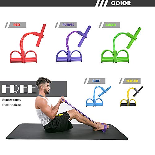 Askcut Cuerda elástica multifunción con pedal para ejercicios de fitness, abdominales cintura, brazo, pierna, adelgazamiento, entrenamiento, tensión, equipo de tubo de látex unisex, morado, medium