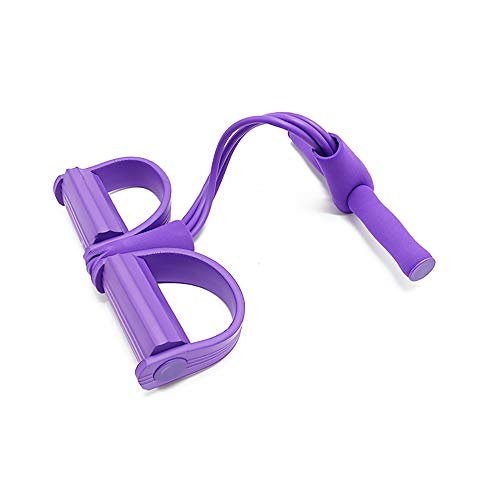 Askcut Cuerda elástica multifunción con pedal para ejercicios de fitness, abdominales cintura, brazo, pierna, adelgazamiento, entrenamiento, tensión, equipo de tubo de látex unisex, morado, medium