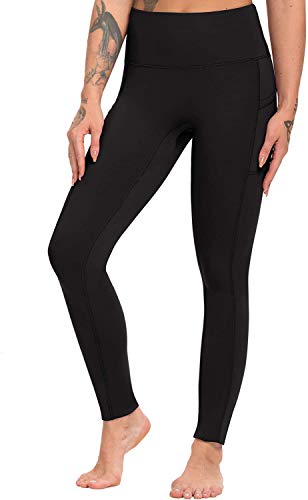 ASKSA Pantalones de yoga de talle alto para mujer, control de la barriga en sentadillas, entrenamiento atlético con bolsillos