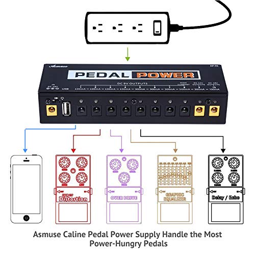 Asmuse Fuente de Alimentación Pedal Guitarra Electrica adaptador 9v Effect Pedal Power Supply Electrico Guitarra Power