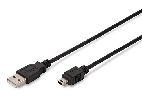 ASSMANN AK-300108-030-S - Cable de conexión USB 2.0 - Tipo A - Mini B (5 Pines) M/M - Longitud 3 m - Tasa de transmisión de Datos de hasta 480 Mbit/s - Negro ASSMANN AK-300108-030-S - Cable de conexión USB 2.0 - Tipo A - Mini B (5 Pines) M/M - Longitud 3 m - Tasa de transmisión de Datos de hasta 480 Mbit/s - Negro