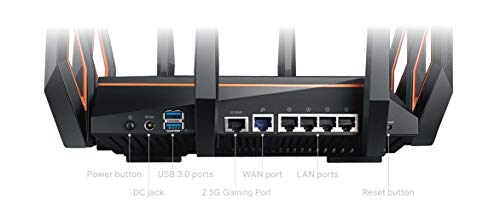 ASUS GT-AX11000 ROG Rapture - Router Gaming Tri-Banda AX11000 Gigabit (Triple VLAN, Compatible PS5, Aura RGB, 2.5G gaming port, AiProtection Pro, Adaptive QoS, soporte Ai-Mesh)