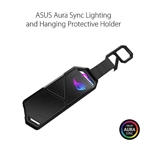 ASUS ROG Strix Arion - Caja de SSD M.2 NVMe (USB3.2 Gen. 2 de Tipo C 10 Gbps, Cables USB-C a C y USB-C a A, instalación sin Destornillador, Almohadillas térmicas, Compatible con PCIe)