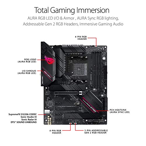 ASUS ROG Strix B550-F Gaming AMD AM4 Zen 3 Ryzen 5000 y 3ª generación Ryzen ATX placa base para juegos (PCIe 4.0, 2.5 Gb LAN, BIOS Flashback, HDMI 2.1, direccionable Gen 2 RGB Header y Aura Sync)