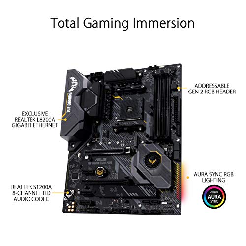 ASUS TUF Gaming X570-PLUS - Placa Base Gaming AMD AM4 X570 ATX con PCIe 4.0, Dual M.2, 12+2 Dr. Mos VRM, HDMI, DP, SATA 6Gb/s, USB 3.2 Gen 2, Aura Sync RGB, soporta Ryzen 3000