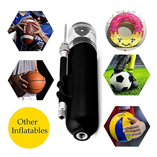 Asuthink Bomba de balón, Bomba de Bolas inflador de balones con 6 Agujas de Repuesto, para Fútbol Balonmano Voleibol Balonmano Pelota de Pilates y Otras Bolas - Negro