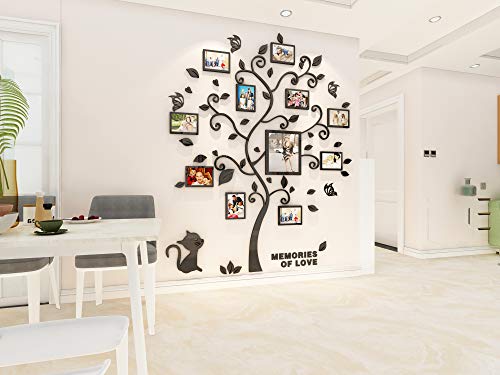 Asvert 3D Pegatina de Árbol Vinilos Hojas Negros 132 * 160 cm con 11 pcs Marcos de Foto Adhesivo Decorativo de Pared para Dormitorio Hogar Oficina Asvert 3D Pegatina de Árbol Vinilos Hojas Negros 132 * 160 cm con 11 pcs Marcos de Foto Adhesivo Decorativo de Pared para Dormitorio Hogar Oficina