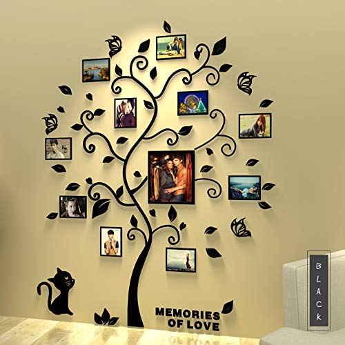 Asvert 3D Pegatina de Árbol Vinilos Hojas Negros 132 * 160 cm con 11 pcs Marcos de Foto Adhesivo Decorativo de Pared para Dormitorio Hogar Oficina Asvert 3D Pegatina de Árbol Vinilos Hojas Negros 132 * 160 cm con 11 pcs Marcos de Foto Adhesivo Decorativo de Pared para Dormitorio Hogar Oficina