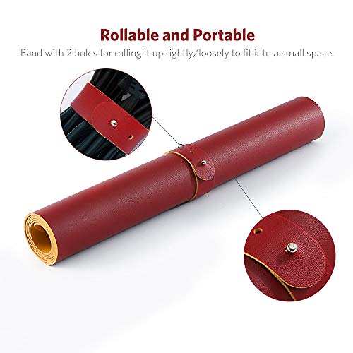 AtailorBird Doble Cara Alfombrilla Escritorio,800 * 400mm Alfombrilla Raton Grande Antideslizante e Impermeable Cuero PU Protector de Escritorio(Roja-Amarilla)