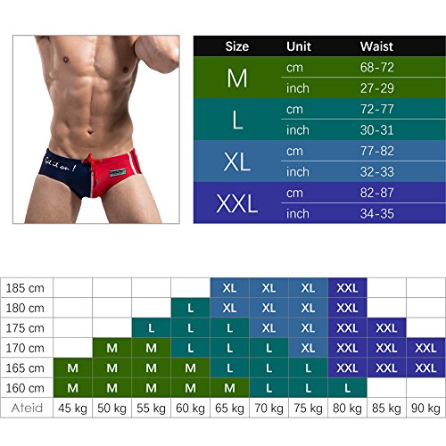 Ateid Bañador de Natación Slip para Hombre Rojo XXL