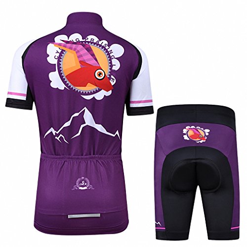 Ateid Maillot de Ciclismo y Pantalones Cortos para Niños Morado M 4-5 Años