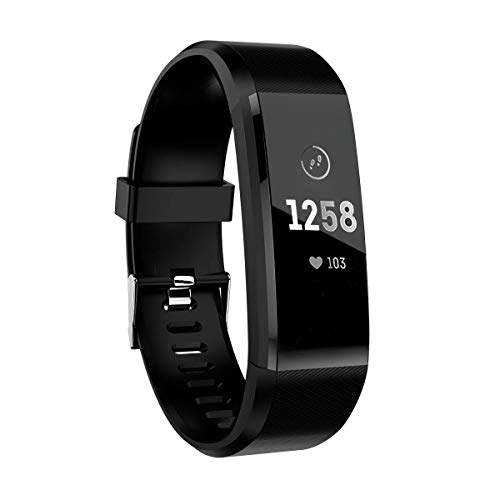 ATETION Pulsera de Actividad Inteligente, Impermeable Reloj Inteligente con Pulsómetro Podómetro Calorias Monitor de Sueño, Pulsera Actividad Smartwatch para Hombre Mujer Niños (Negro)