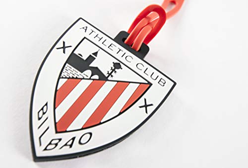 Athletic Club de Bilbao Etiqueta para Equipaje - Producto Oficial del Equipo, Identificador de Maleta, mochila, bolsa de gimnasio con Goma de Sujeción y Anverso para los Datos del Viajero