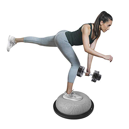 ATIVAFIT Entrenador de Equilibrio de Media Pelota con Correas para Yoga, balón de Equilibrio Antideslizante para Entrenamiento en casa, Fitness, Ejercicio, Entrenamiento de Fuerza, Gimnasio (Gris) ATIVAFIT Entrenador de Equilibrio de Media Pelota con Correas para Yoga, balón de Equilibrio Antideslizante para Entrenamiento en casa, Fitness, Ejercicio, Entrenamiento de Fuerza, Gimnasio (Gris)