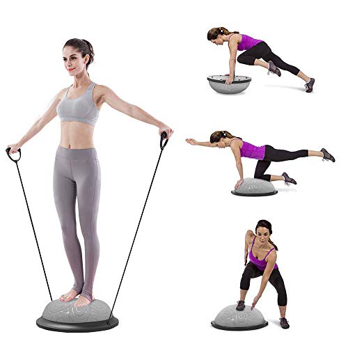 ATIVAFIT Entrenador de Equilibrio de Media Pelota con Correas para Yoga, balón de Equilibrio Antideslizante para Entrenamiento en casa, Fitness, Ejercicio, Entrenamiento de Fuerza, Gimnasio (Gris) ATIVAFIT Entrenador de Equilibrio de Media Pelota con Correas para Yoga, balón de Equilibrio Antideslizante para Entrenamiento en casa, Fitness, Ejercicio, Entrenamiento de Fuerza, Gimnasio (Gris)