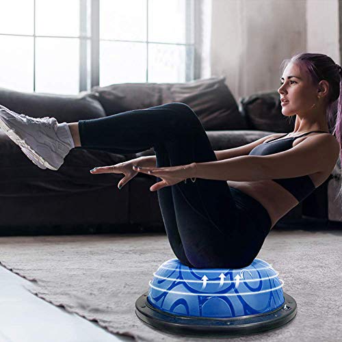 ATIVAFIT Entrenador de Equilibrio de Media Pelota con Correas para Yoga, balón de Equilibrio Antideslizante para Entrenamiento en casa, Fitness, Ejercicio, Entrenamiento de Fuerza, Gimnasio (Azul)