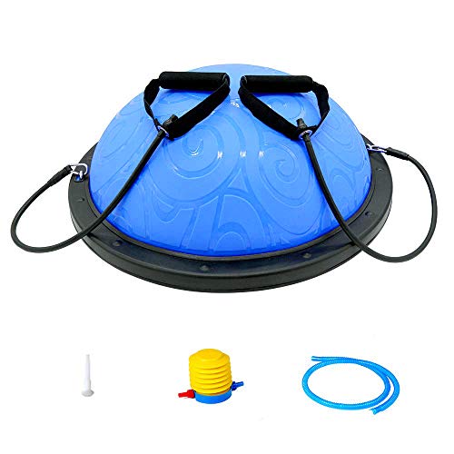 ATIVAFIT Entrenador de Equilibrio de Media Pelota con Correas para Yoga, balón de Equilibrio Antideslizante para Entrenamiento en casa, Fitness, Ejercicio, Entrenamiento de Fuerza, Gimnasio (Azul)