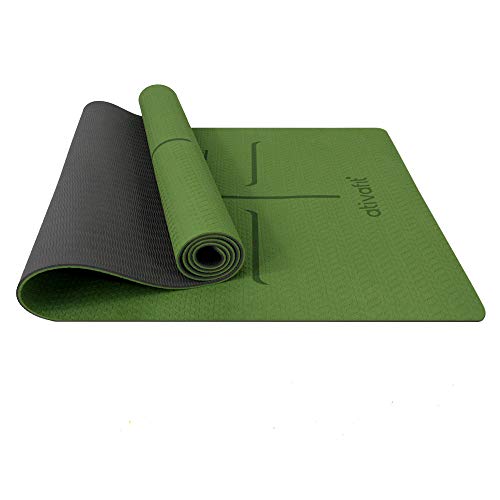 ATIVAFIT - Esterilla de gimnasia de TPE antideslizante, para yoga, ejercicio, pilates y entrenamiento, con correa de transporte, dimensiones: 183 x 64 x 0,6 cm, verde