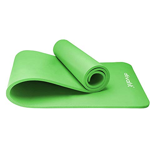 ATIVAFIT - Esterilla de yoga sin ftalatos, antideslizante y respetuosa con las articulaciones, apta para yoga, pilates o gimnasia, con correa de transporte, 183 x 61 x 1 cm, Verde 2, 183* 61* 1 cm