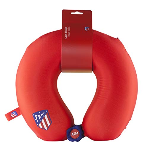 Atlético de Madrid Cojín Cervical de Viaje - Producto Oficial del Equipo, Relleno con Espuma de Memoria, Acabado de Algodón, y Cierre con Botón para Asegurar su Posición Atlético de Madrid Cojín Cervical de Viaje - Producto Oficial del Equipo, Relleno con Espuma de Memoria, Acabado de Algodón, y Cierre con Botón para Asegurar su Posición