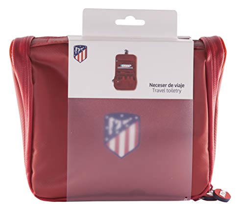 Atlético de Madrid Neceser de Viaje - Producto Oficial del Equipo, con Percha para Colgar y Varias Alturas para Guardar Artículos de Aseo