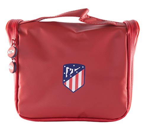 Atlético de Madrid Neceser de Viaje - Producto Oficial del Equipo, con Percha para Colgar y Varias Alturas para Guardar Artículos de Aseo
