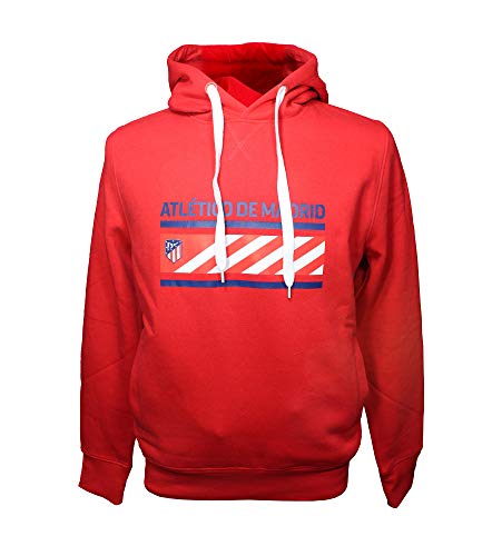 Atletico de Madrid Sudadera Algodón Roja con Capucha - Rayas Blancas - Escudo Nuevo (M) Atletico de Madrid Sudadera Algodón Roja con Capucha - Rayas Blancas - Escudo Nuevo (M)