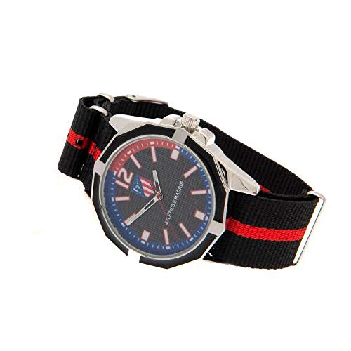 Atletico Madrid FC - Reloj del equipo para hombre (Talla Única) (Negro/Rojo)