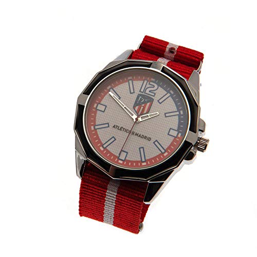 Atletico Madrid FC - Reloj del equipo para hombre (Talla Única) (Negro/Rojo)