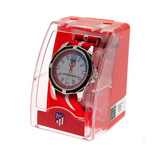 Atletico Madrid FC - Reloj del equipo para hombre (Talla Única) (Negro/Rojo)