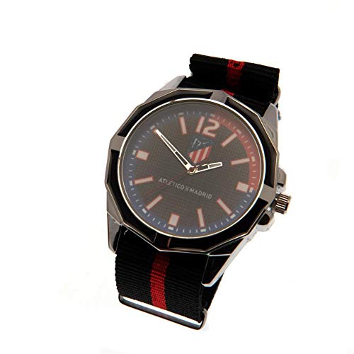 Atletico Madrid FC - Reloj del equipo para hombre (Talla Única) (Negro/Rojo)